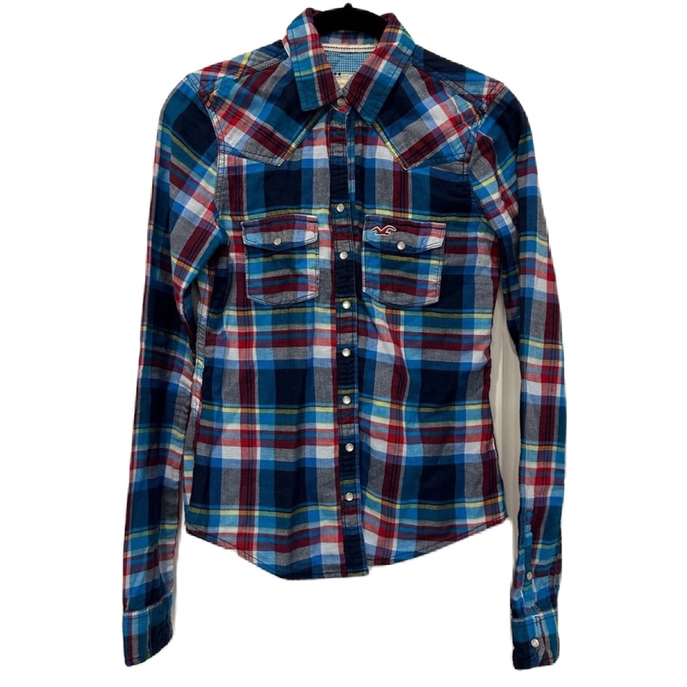 Hollister cotton plaid button down shirt size XS